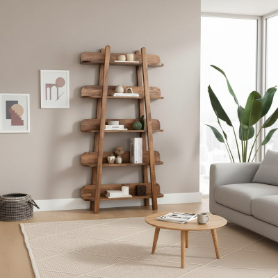 Dunkelbraues Bücherregal Wohnzimmer Designer Holz Möbel Ablageregale