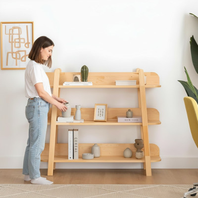 Kompaktes Bücherregal Designer Wohnzimmer Ablageregal Luxus Holz Möbel