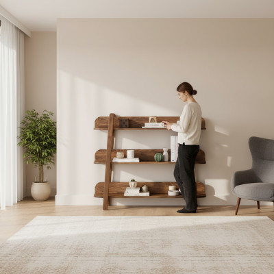 Modernes Dunkelbraunes Bücherregal Designer Regale Holz Ablagenregale