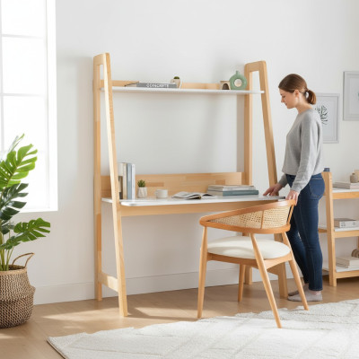Hellbeiger Schreibtisch Luxuriöse Arbeitszimmer Designer Holz Tische