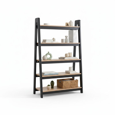 Schwarz-Beiger Bücherregal Wohnzimmer Aktenregale Holz Ablagen Möbel