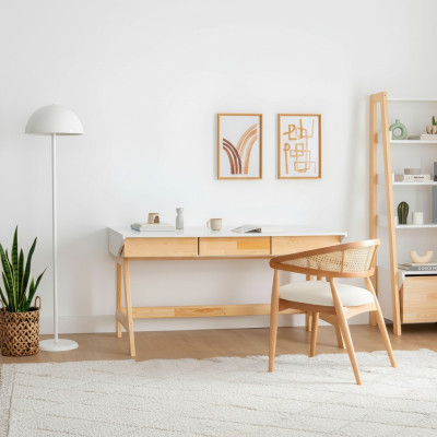 Hellbeiger Schreibtisch Luxuriöse Arbeitszimmer Designer Holz Tische