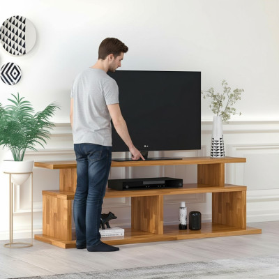 Stilvoller Brauner RTV-Tisch Wohnzimmer Fernsehtich Robustes Sideboard