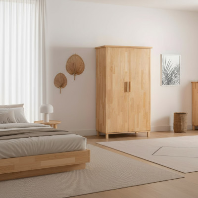 Hochwertiger Beiger Kleiderschrank Edler 2-türiger Schlafzimmer Schrank