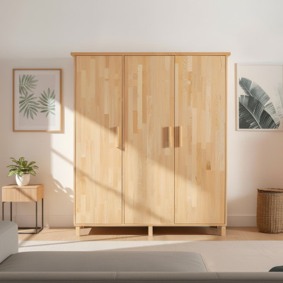 Beiger Schlafzimmer Edler Kleiderschrank Designer 3-türige Holz Schränke