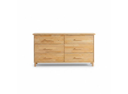Luxuriöse Beige Kommode Schlafzimmer 6-Schubladen Holz Ablage Kommode