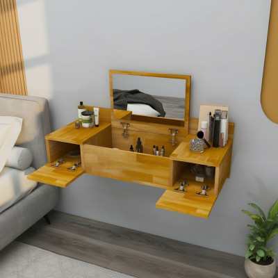 Modern Braun Schminktisch mit Spiegel Luxus Konsole Kommode Schlafzimmer