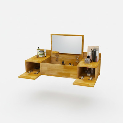 Modern Braun Schminktisch mit Spiegel Luxus Konsole Kommode Schlafzimmer