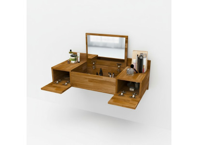 Luxus Braun Schminktisch mit Spiegel Modern Konsole Kommode Schlafzimmer
