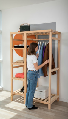 Garderobe Beige Regal Schrank Kleider Schrank Möbel Modern Garderoben Holz