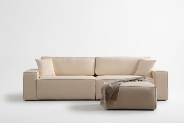 Elegantný béžový exkluzívny puf pre štyri osoby, 2 kusy