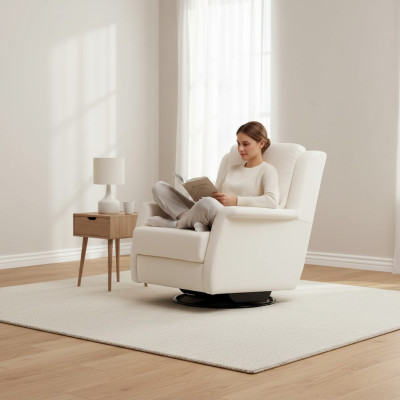 Weißer Drehsessel Moderner Einsitzer Wohnzimmer Exklusiver 1-Sitzer