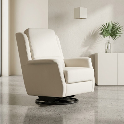 Weißer Drehsessel Moderner Einsitzer Wohnzimmer Exklusiver 1-Sitzer
