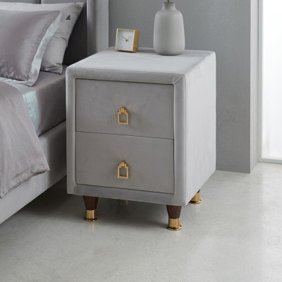 Hellgrauer Polster Nachttisch Designer Schlafzimmer Möbel Nachtkonsole