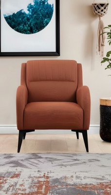 Sessel Orange Modern Design Stil Einfarbig Textil Material Wohnzimmer