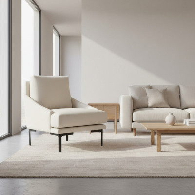 Sessel Weiß Einfarbig Modern Design Stil Wohnzimmer Arbeitszimmer Textil