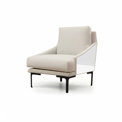 Sessel Weiß Einfarbig Modern Design Stil Wohnzimmer Arbeitszimmer Textil