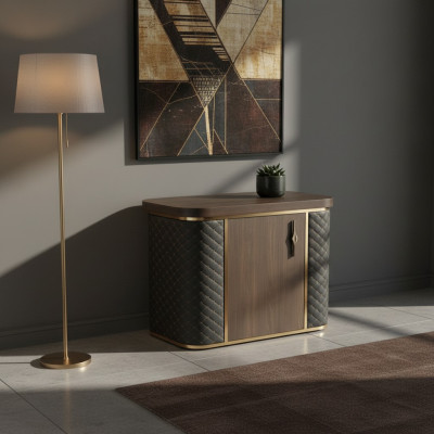 Kommode Zweifarbig Braun Schwarz Modern Design Stil Arbeitszimmer Holz