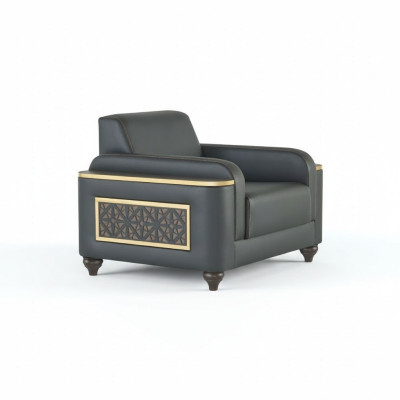 Sessel Schwarz Einfarbig Arbeitszimmer Wohnzimmer Modern Design Stil