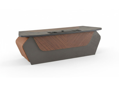 Bürotisch Braun Grau Zweifarbig Modern Design Rechteckig Schreibtisch