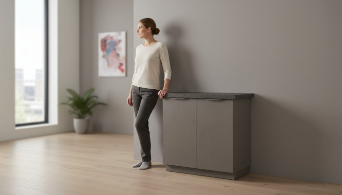 Sideboard Modern Design Stil Arbeitszimmer Grau Einfarbig Aktenschrank