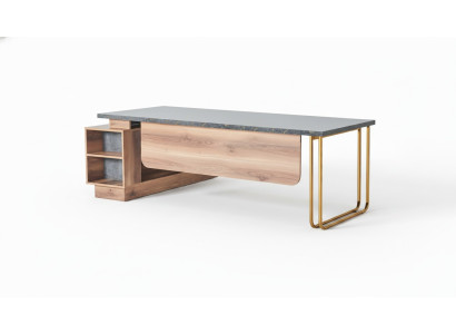 Bürotisch Braun Grau Zweifarbig Modern Design Arbeitszimmer Rechteckig