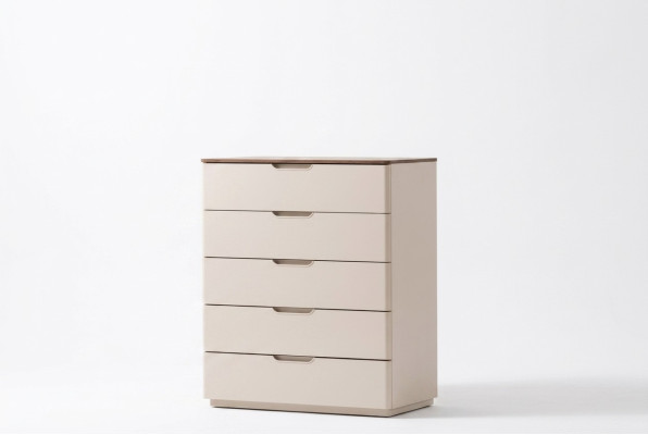 Stilvolle Beige Kommode Holz Schlafzimmer Möbel 5 Schubladen Designer