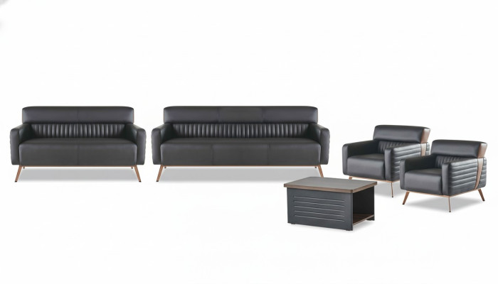 Schwarze Büro Einrichtung Luxuriöse Leder Sofas Designer Sessel Tisch