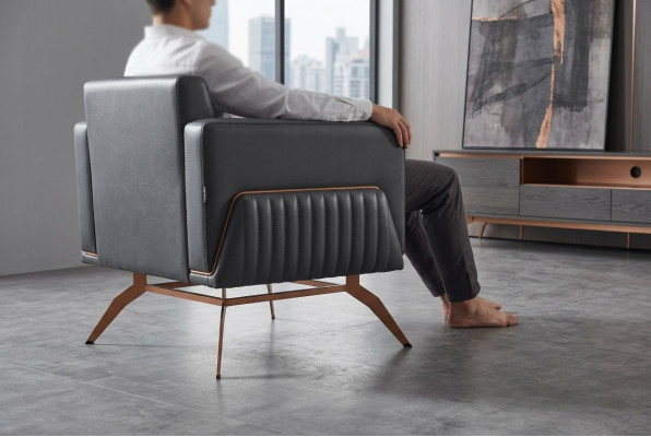 Sessel Schwarz Einfarbig Modern Design 1-Sitzer Arbeitszimmer Edelstahl