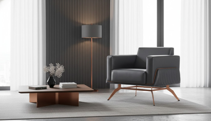 Sessel Schwarz Einfarbig Modern Design 1-Sitzer Arbeitszimmer Edelstahl