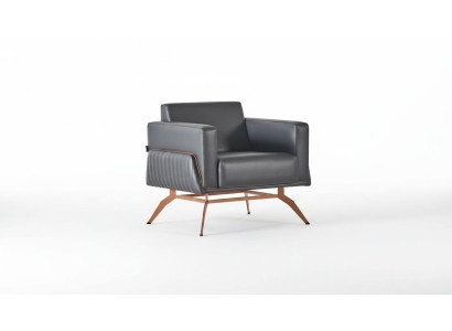 Sessel Schwarz Einfarbig Modern Design 1-Sitzer Arbeitszimmer Edelstahl