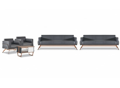 Hellgraue Leder Büromöbel Designer Arbeitszimmer Lehnsessel 3-Sitzer