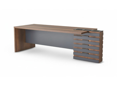 Bürotisch Braun Grau Zweifarbig Modern Design Arbeitszimmer Rechteckig
