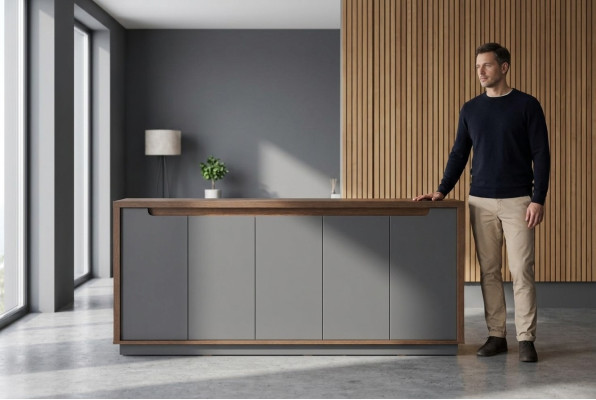 Sideboard Grau Braun Zweifarbig Modern Design Rechteckig Arbeitszimmer