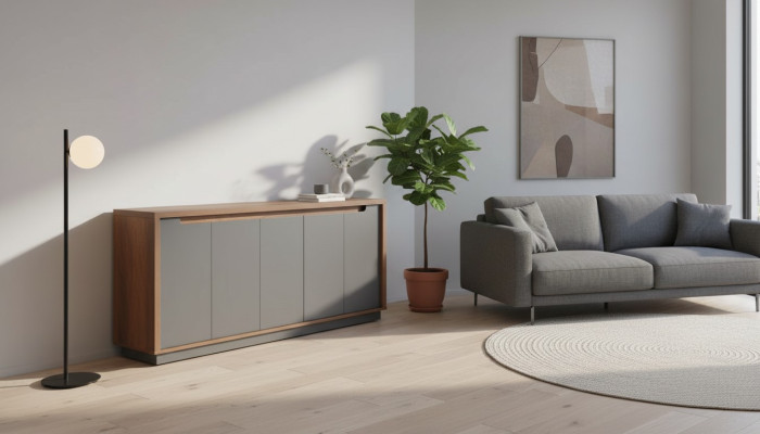 Sideboard Grau Braun Zweifarbig Modern Design Rechteckig Arbeitszimmer