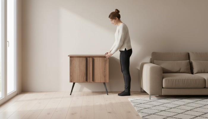 Kommode Braun Einfarbig Arbeitszimmer Stauraum Modern Design Stil