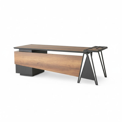 Schreibtisch Bürotisch Arbeitszimmer Braun Grau Zweifarbig Modern Design