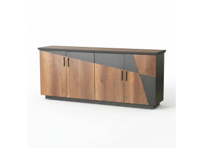 Sideboard Aktenschrank mit 4 Türen Braun / Grau Zweifarbig Modern Stil
