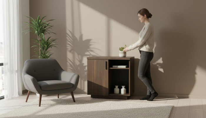 Kommode Braun Einfarbig Modern Design Rechteckig Arbeitszimmer Wohnzimmer