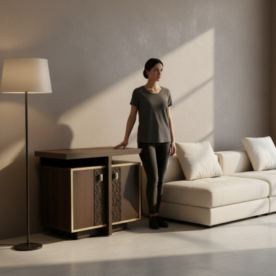 Sideboard Braun mit Türen Einfarbig Modern Arbeitszimmer Aktenschrank