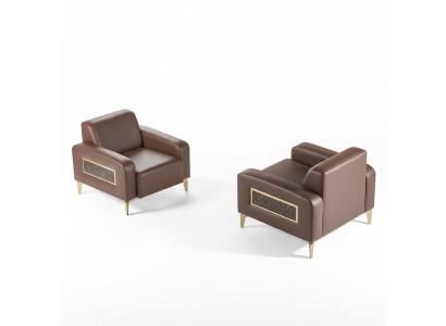 Arbeitszimmer-Set 2tlg Sessel Braun Einfarbig Modern Design Wohnzimmer
