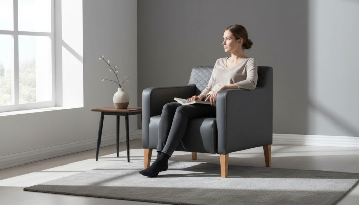 Sessel Schwarz Einfarbig Modern Design Stil Arbeitszimmer Wohnzimmer