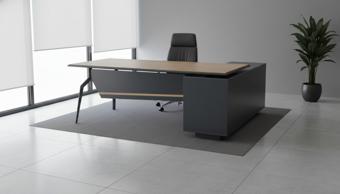 Schwarz-Brauner Arbeitszimmer Tisch Designer Ecktisch Holz Büro Möbel