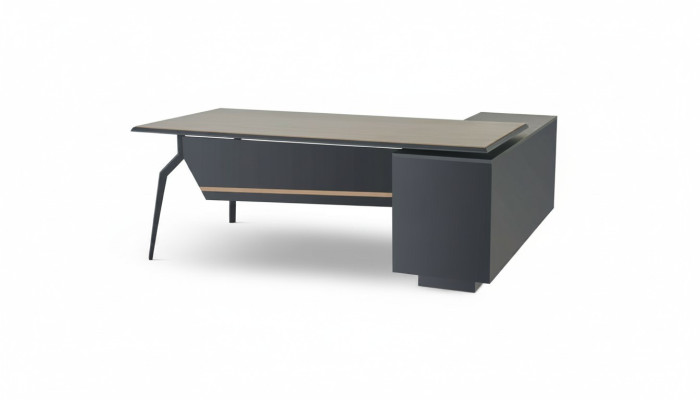 Schwarz-Brauner Arbeitszimmer Tisch Designer Ecktisch Holz Büro Möbel