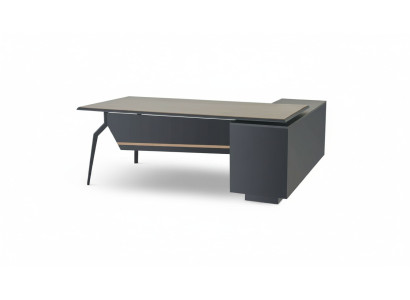 Schwarz-Brauner Arbeitszimmer Tisch Designer Ecktisch Holz Büro Möbel
