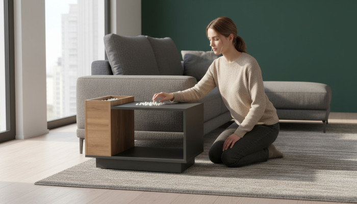 Schwarz-Brauner Arbeitszimmer Couchtisch Designer Ablagetisch Holz Möbel