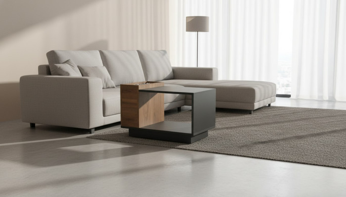 Schwarz-Brauner Arbeitszimmer Couchtisch Designer Ablagetisch Holz Möbel