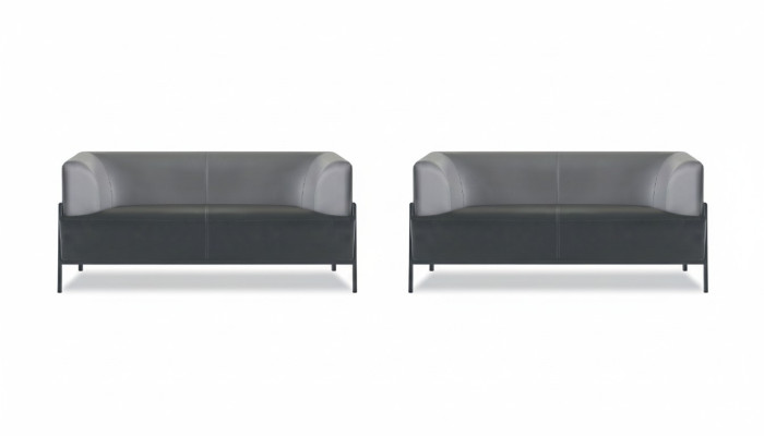 Ledersofa Schwarz Modern Sitzmöbel 4tlg Garmitur Edelstahl Büro Armlehnen
