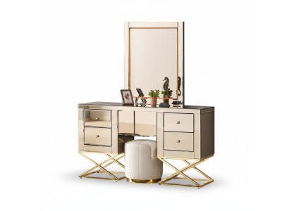 Goldener Edelstahl Schminktisch Moderner Kosmetiktisch Frisierkommode