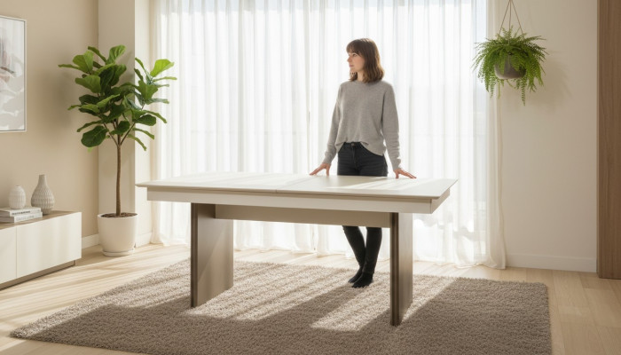 Weiß-Brauner Esstisch Luxuriöse Esszimmer Möbel Ausziehbarer Holz Tisch